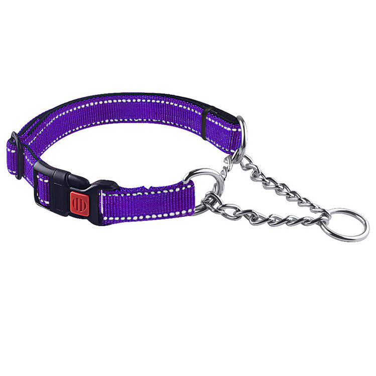 Hundhalsband halvstryp – säkerhetslås & reflexdetaljer Lila