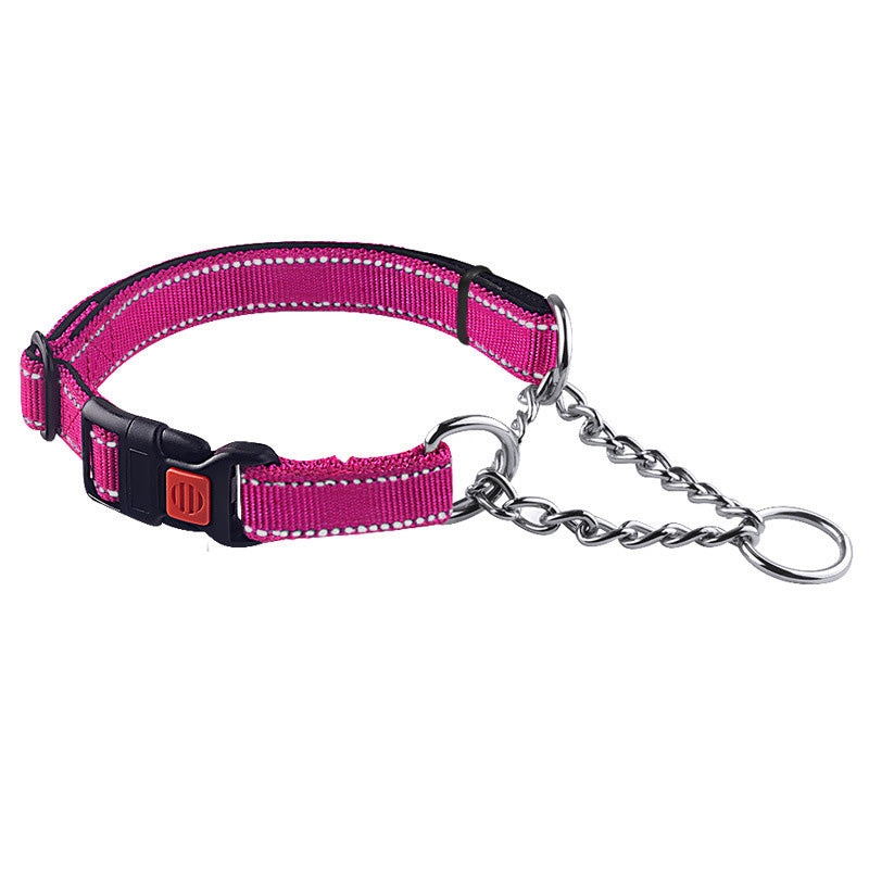 Hundhalsband halvstryp – säkerhetslås & reflexdetaljer Rosa