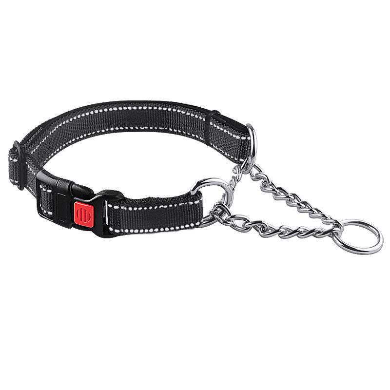 Hundhalsband halvstryp – säkerhetslås & reflexdetaljer Svart