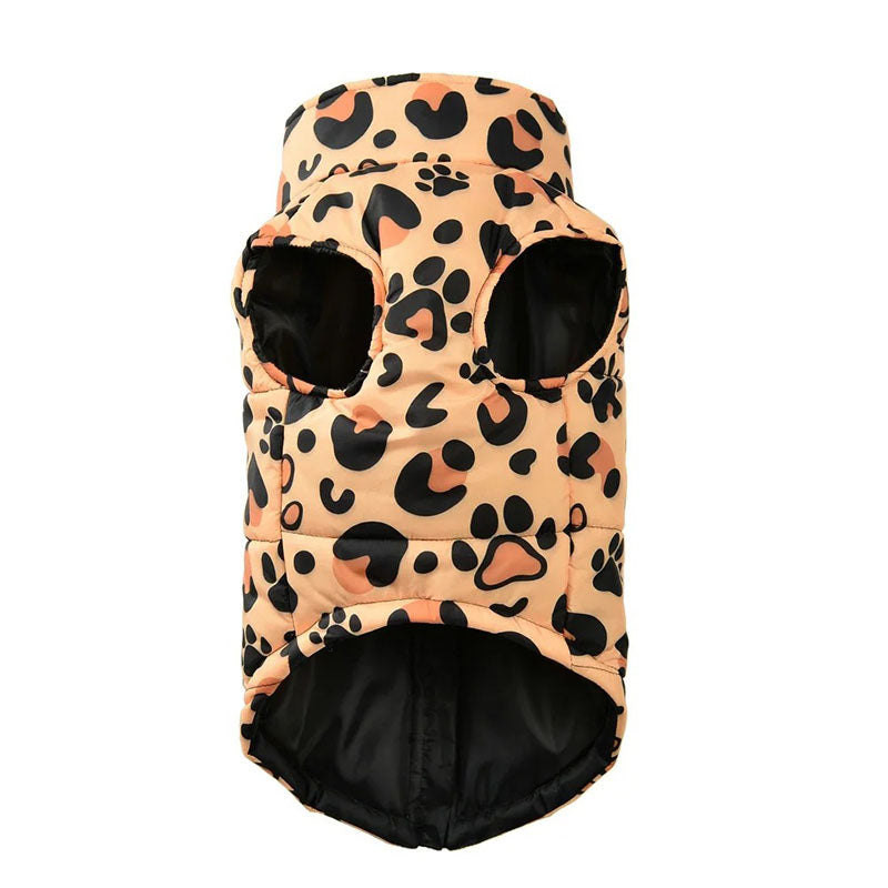 Hundjacka leopard – varm, vattentät & med D-ring