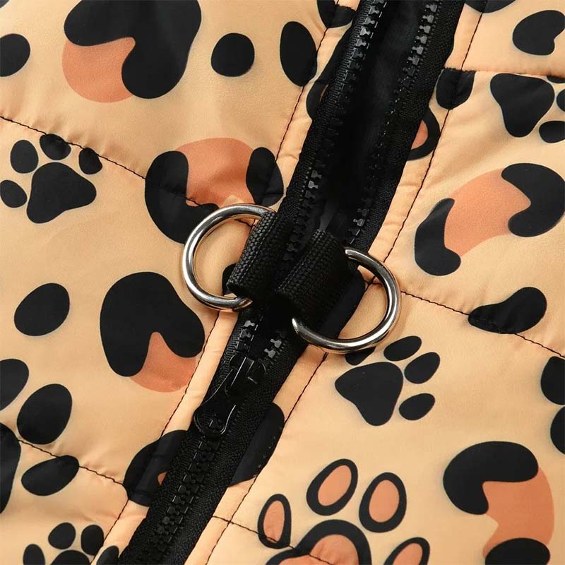 Hundjacka leopard – varm, vattentät & med D-ring