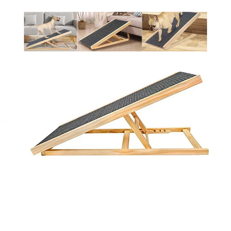 Hundramp i trä – justerbar, halkfri & skonsam för leder Large - Fyra lutningar