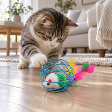 Aktiveringsleksak för katt med mus i bur