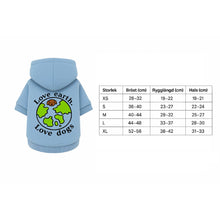 Hundhoodie Love earth love dogs – blå hundtröja
