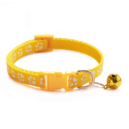 Justerbart halsband för katt & hund med bjällra Gul