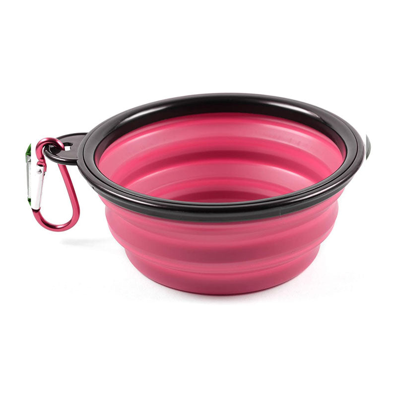 Hopfällbar vattenskål för hund och katt 350ML Rosa