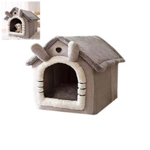 Hopfällbar hund och kattkoja med tak - varm bädd