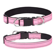 Hundhalsband i nylon med reflex – säkerhet i mörker Rosa