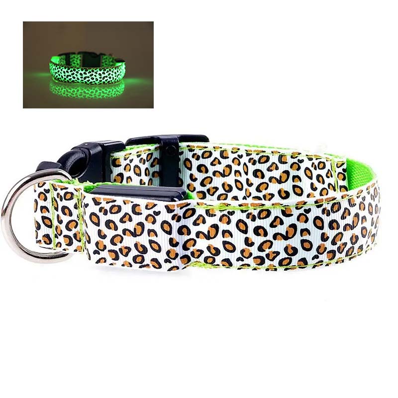 Hundhalsband med LED - flera ljuslägen Grön
