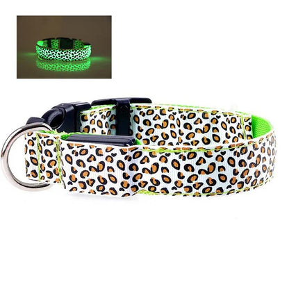 Hundhalsband med LED - flera ljuslägen Grön