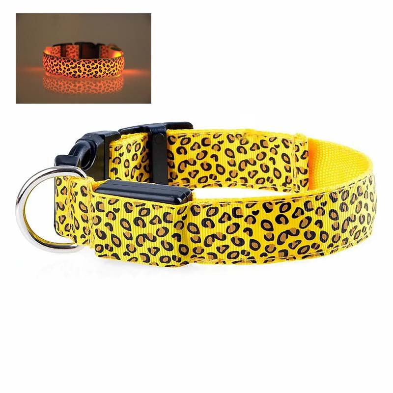Hundhalsband med LED - flera ljuslägen Gul