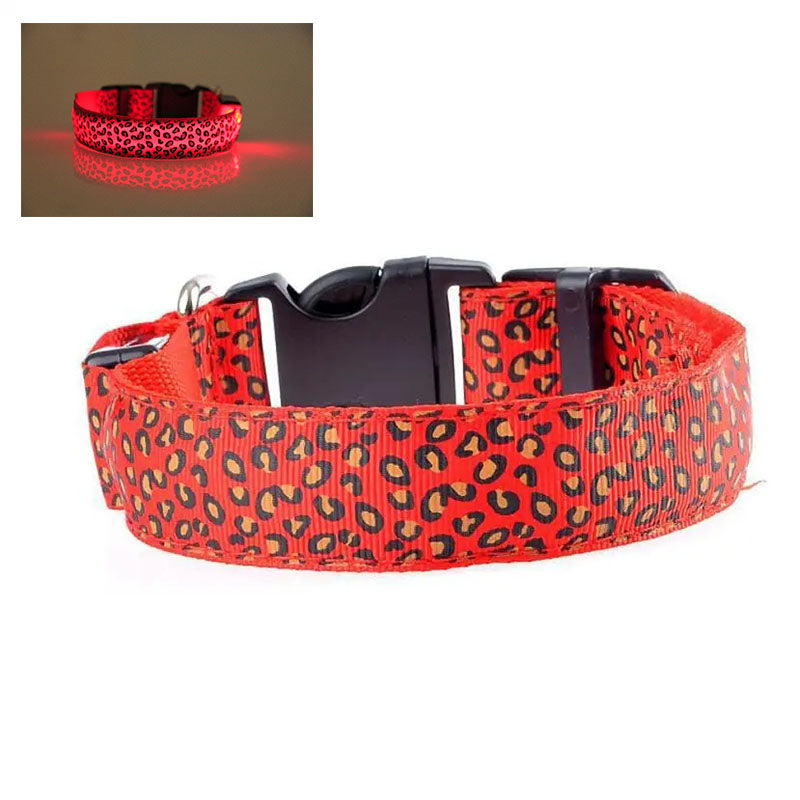 Hundhalsband med LED - flera ljuslägen Röd