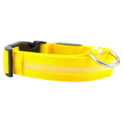 Hundhalsband med ljus och reflex - synlighet i mörkret Gul USB-uppladdningsbar