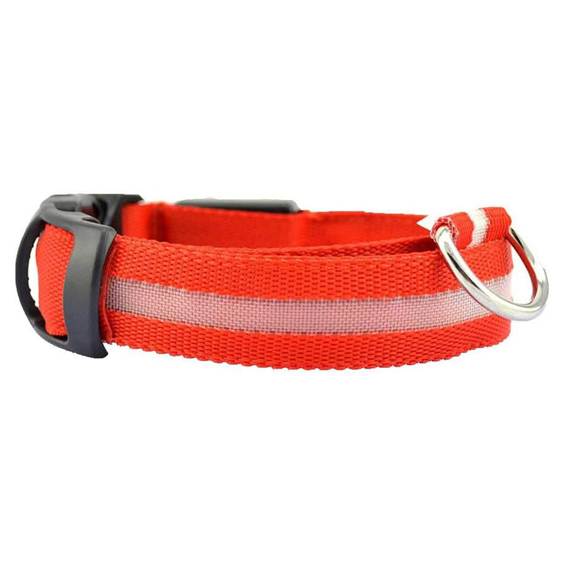 Hundhalsband med ljus och reflex - synlighet i mörkret Röd USB-uppladdningsbar