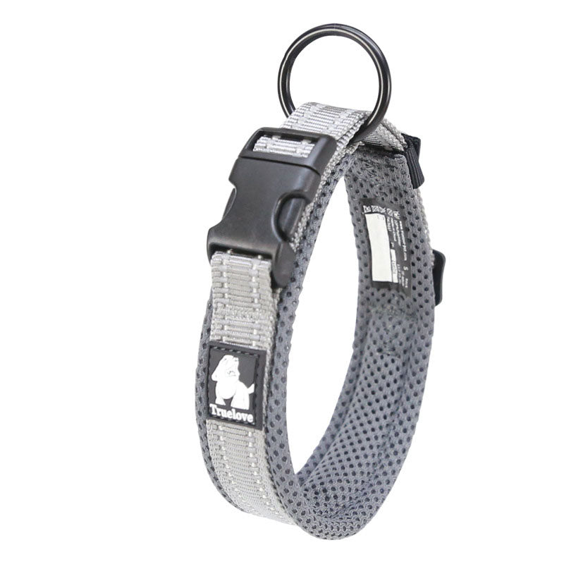 Hundhalsband med vaddering & reflex Grå