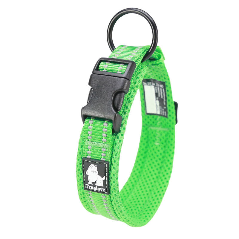 Hundhalsband med vaddering & reflex Grön