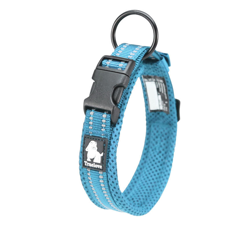 Hundhalsband med vaddering & reflex Ljusblå