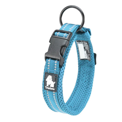 Hundhalsband med vaddering & reflex Ljusblå