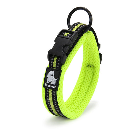 Hundhalsband med vaddering & reflex Ljusgrön