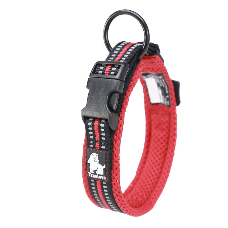 Hundhalsband med vaddering & reflex Röd