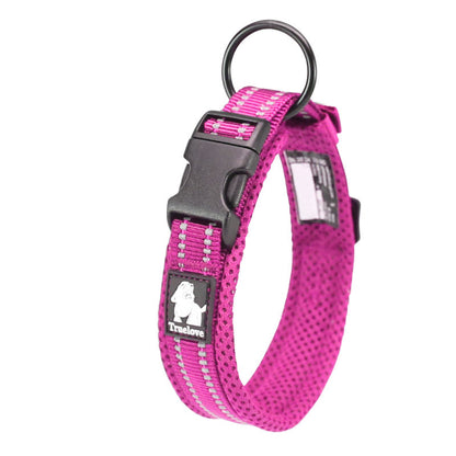 Hundhalsband med vaddering & reflex Rosa