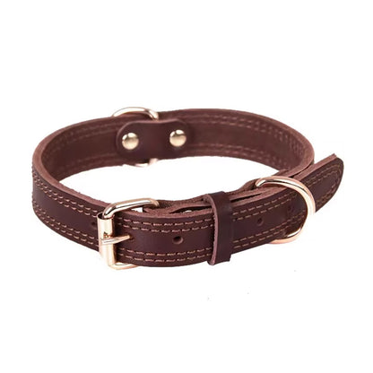 Hundhalsband läder – stark spänne - brun L