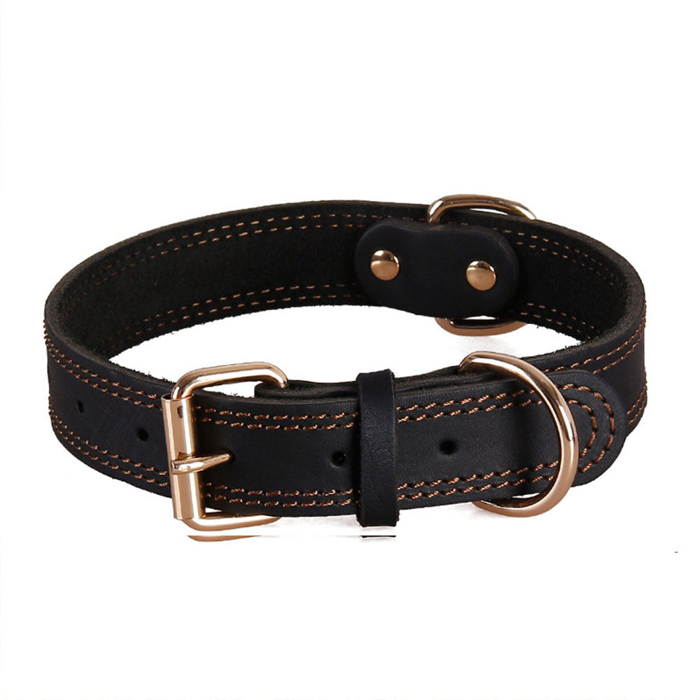 Hundhalsband läder – stark spänne - svart L