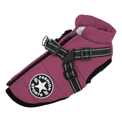 Hundjacka med sele – varm vinterjacka för hundar Lila
