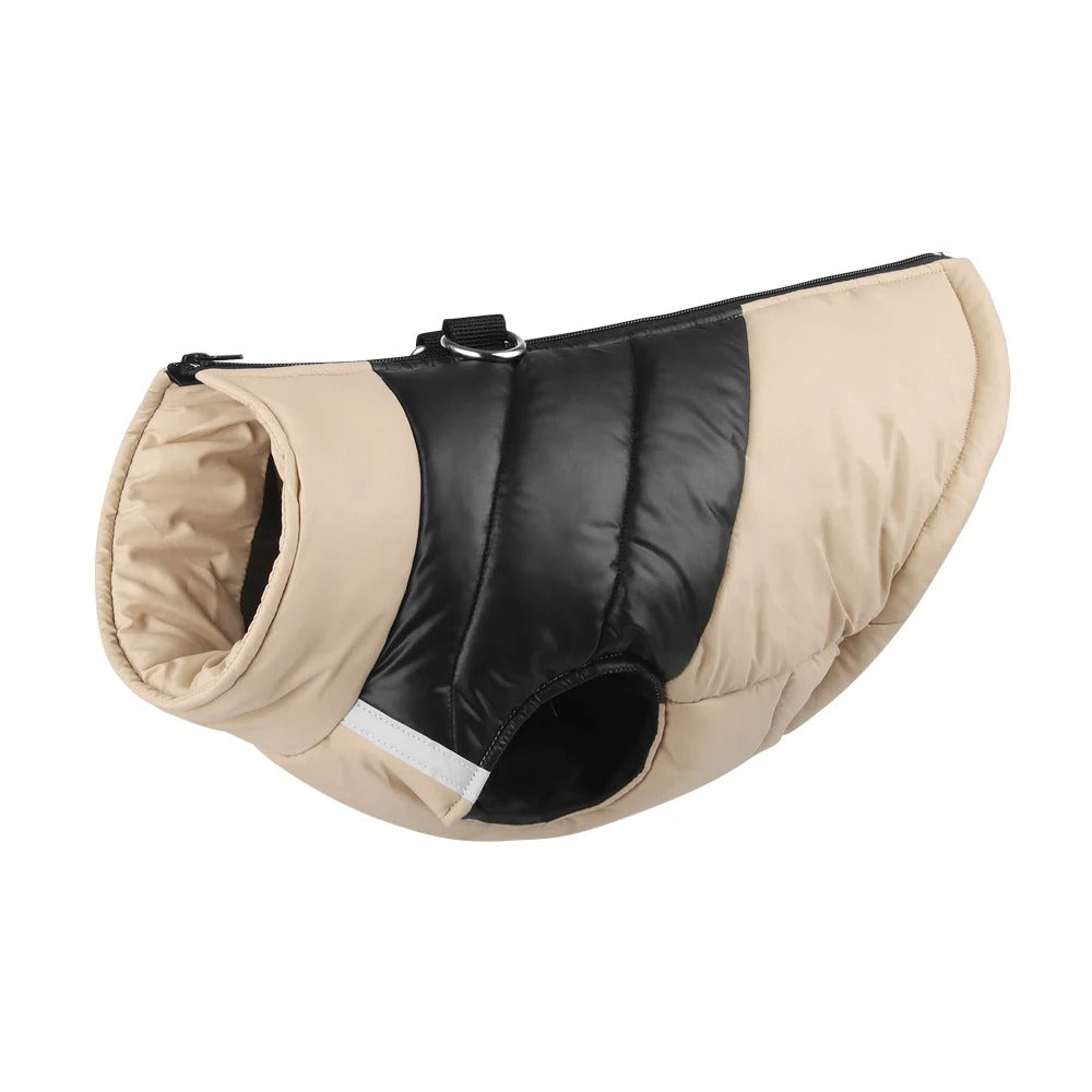 Hundjacka vinter – reflex, fodrad & vattentät Beige