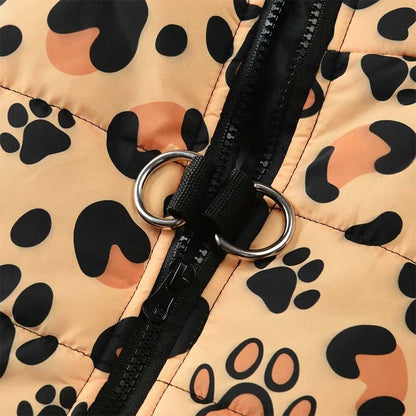 Hundjacka leopard – varm, vattentät & med D-ring