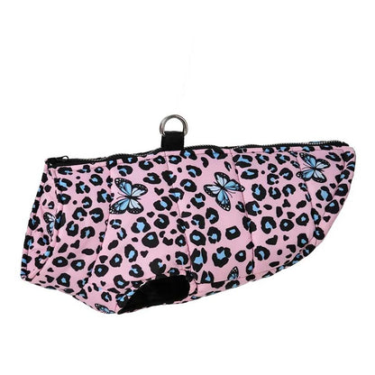 Hundjacka leopard fjäril – varm, vattentät & med D-ring
