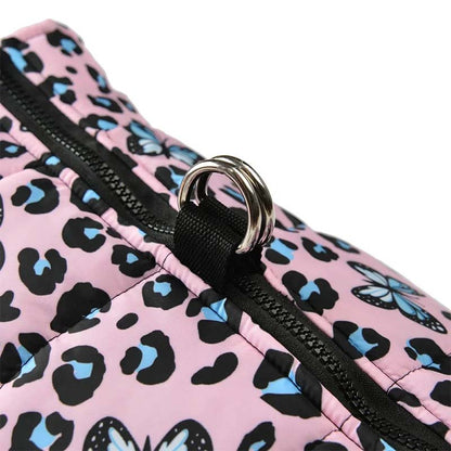 Hundjacka leopard fjäril – varm, vattentät & med D-ring