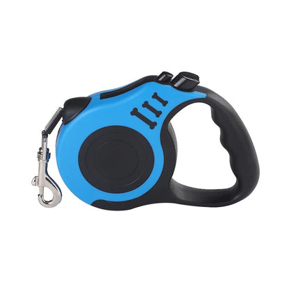 Hundkoppel flexibelt – rullkoppel 3m/5m med lås Blå