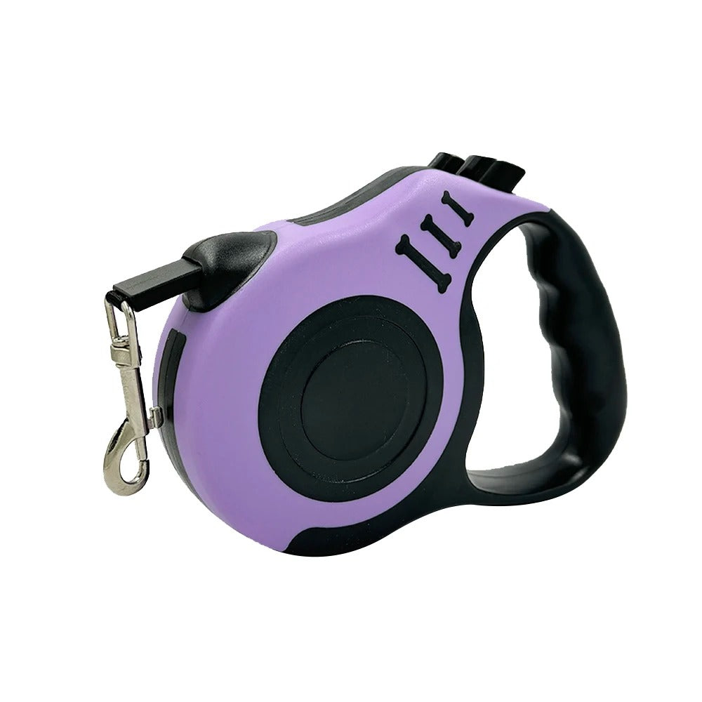 Hundkoppel flexibelt – rullkoppel 3m/5m med lås Lila