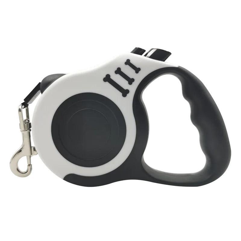 Hundkoppel flexibelt – rullkoppel 3m/5m med lås Grå
