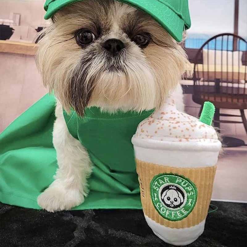 Hundleksak kaffekopp med pip – rolig tuggleksak