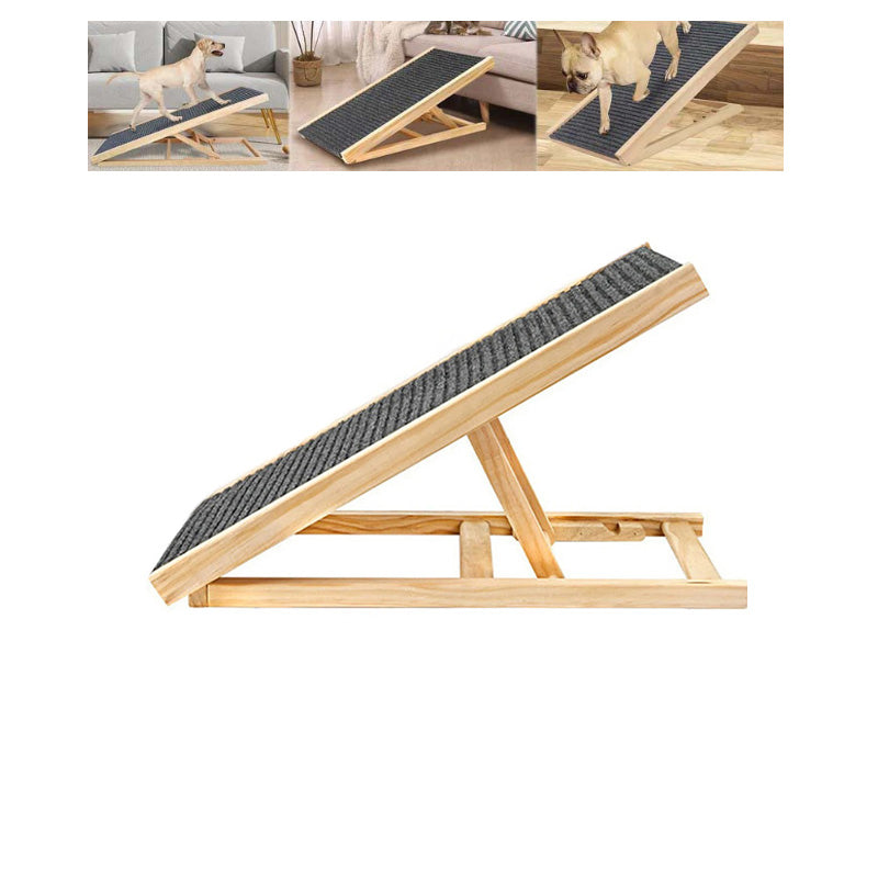 Hundramp i trä – justerbar, halkfri & skonsam för leder Medium - Två lutningar