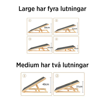 Hundramp i trä – justerbar, halkfri & skonsam för leder