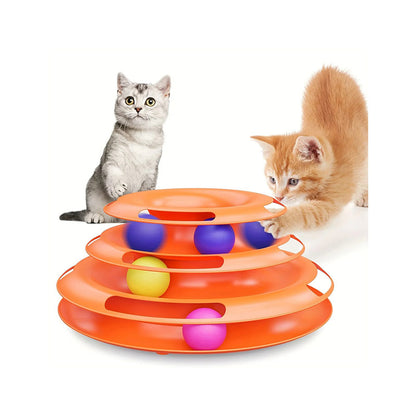 Interaktiv kattleksak – torn med 3 nivåer & bollar