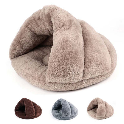 Katt- & hundsäng grottbädd i plysch L Beige