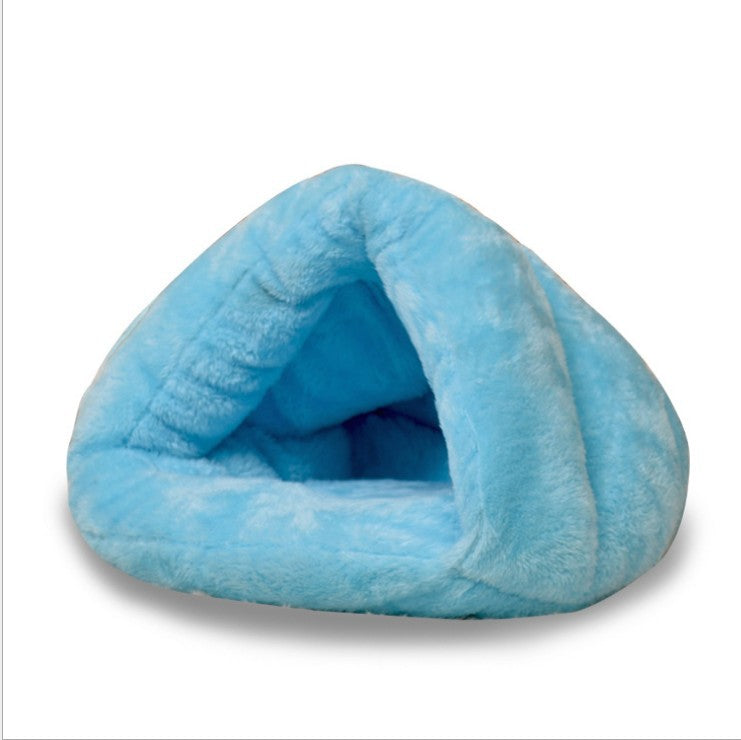 Katt- & hundsäng grottbädd i plysch Blå