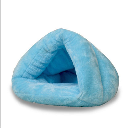 Katt- & hundsäng grottbädd i plysch Blå