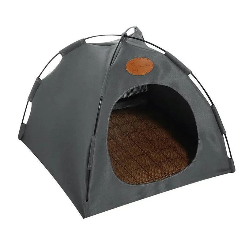 Katt- och hundtält med mjuk dyna - hopfällbart Grå