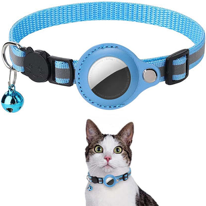 Katthalsband med AirTag-hållare – reflex & bjällra