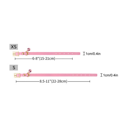 Katthalsband i läder med bjällra & elastisk rem