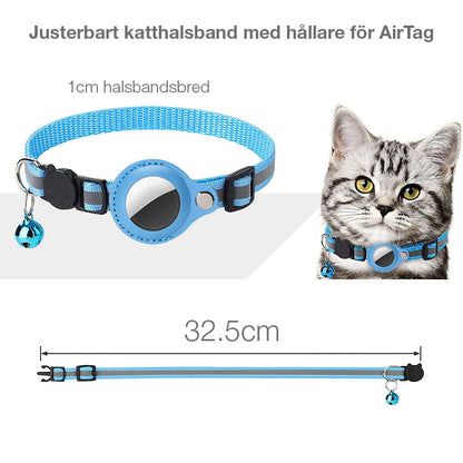 Katthalsband med AirTag-hållare – reflex & bjällra