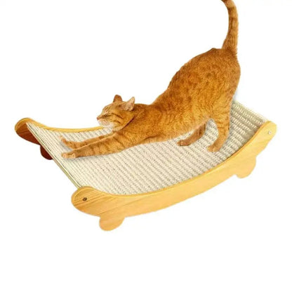 Kattklösbräda i sisal med träbas – klös och vila