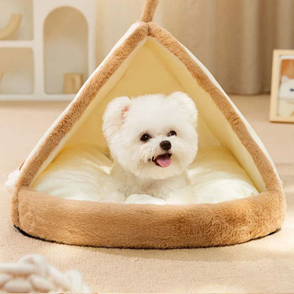 Katt och hundsäng med tak - mjuk sovgrotta