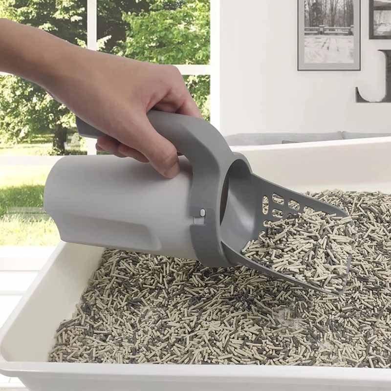 Kattsandsskopa med behållare - enkel rengöring