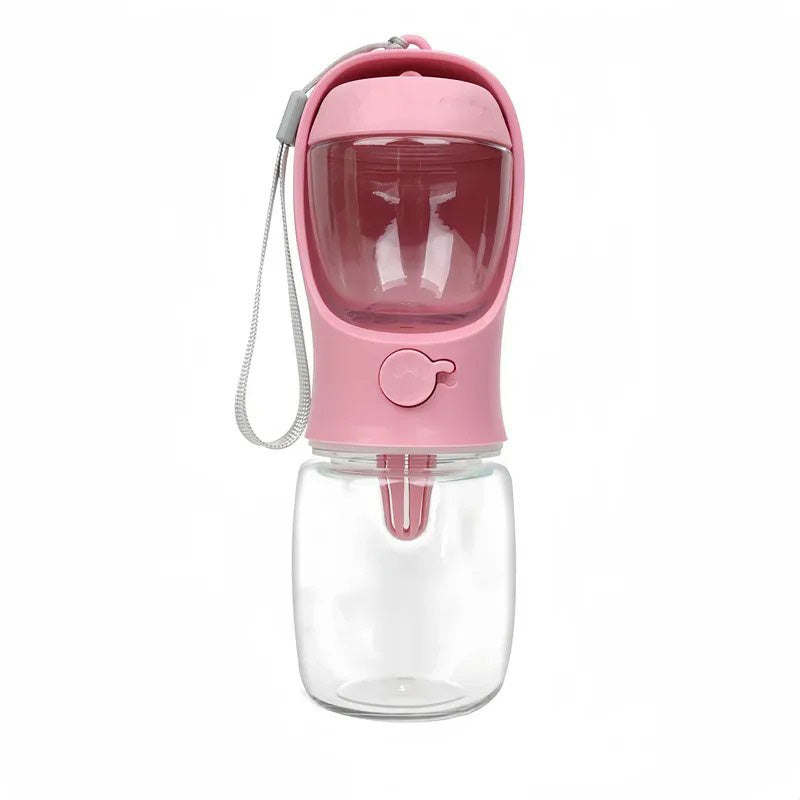 Mat- och vattenflaska för hund & katt 350ml Rosa